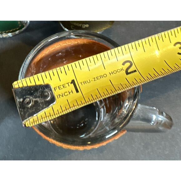 Leather Wrapped Mug Souvenir Shot Glasses - Toothpick Holder - Canada Set Of 4 - Picture 12 of 12